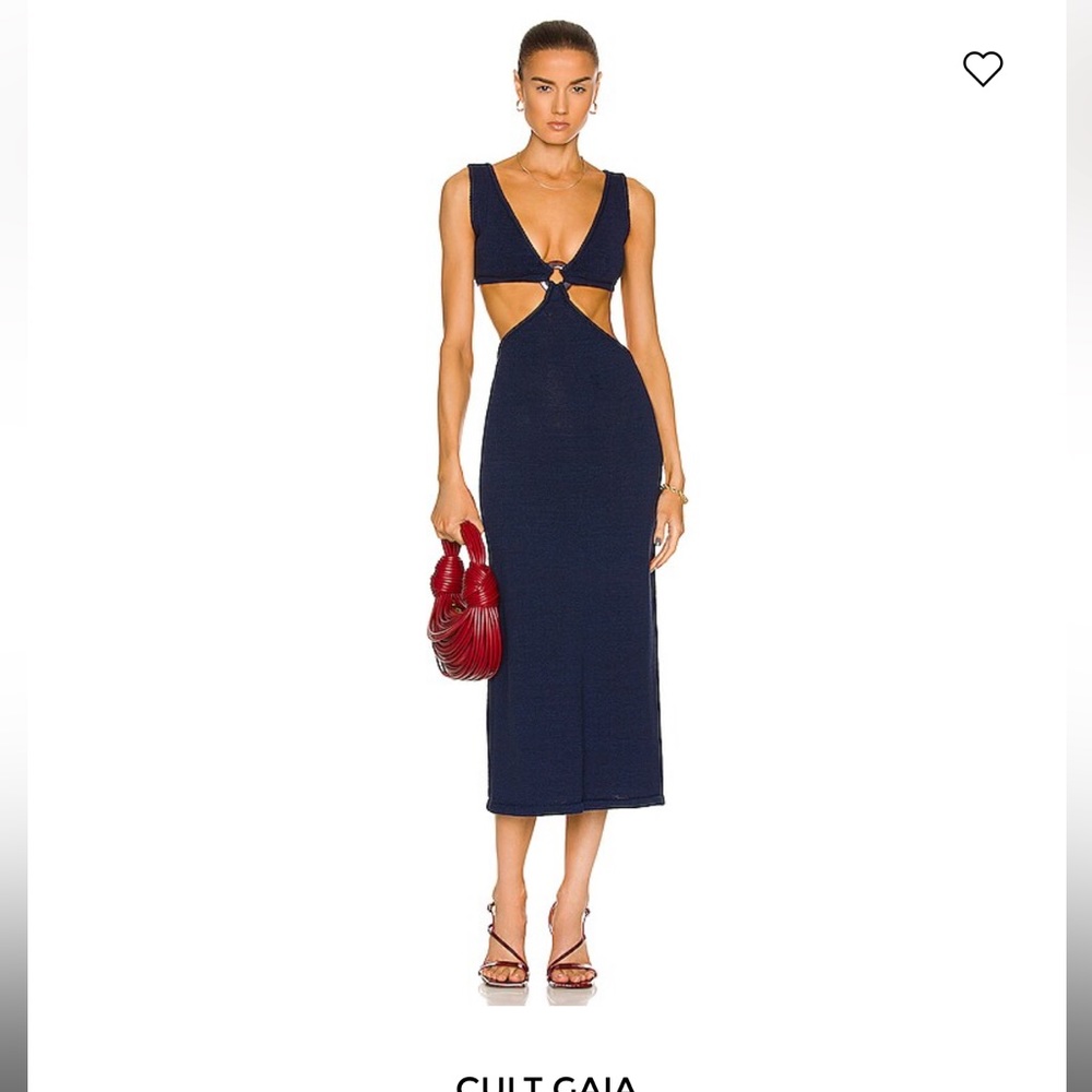 Cult Gaia Bank Knit Cut Out Dress in Navy Blue - Size XS